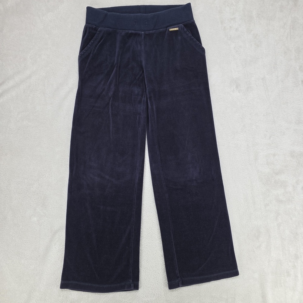 Michael Kors Sweatpants Womens Small Blue Velour‎ Straight Leg Lounge Casual